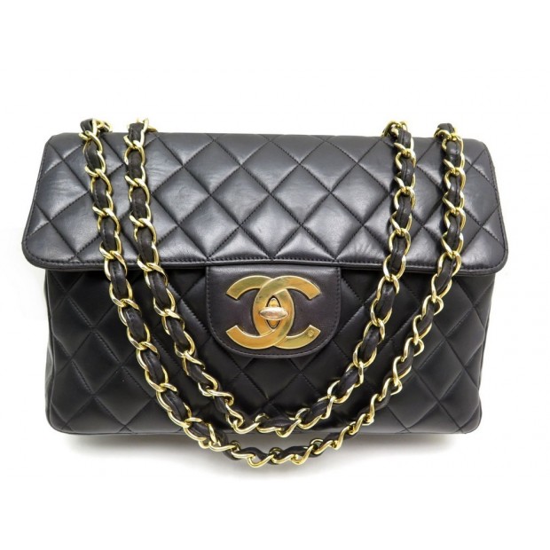 VINTAGE SAC CHANEL TIMELESS JUMBO CUIR NOIR 