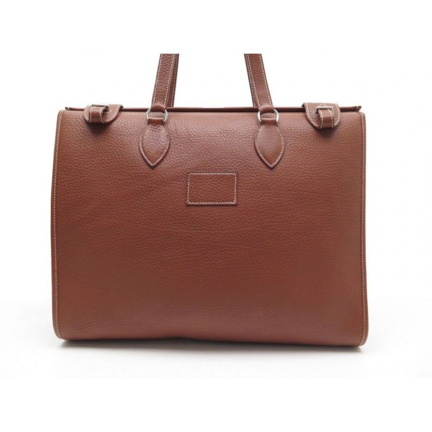 SAC A MAIN HERMES CARTABLE 39 CM EN CUIR GRAINE MARRON BROWN LEATHER HAND BAG