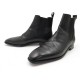 CHAUSSURES BOWEN BOTTINES 9.5 43.5 EN CUIR NOIR BLACK LEATHER LOW BOOTS 395