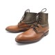 NEUF CHAUSSURES BOWEN BOTTILLONS 11 45 EN CUIR ET TOILE MARRON & KAKI SHOES 395