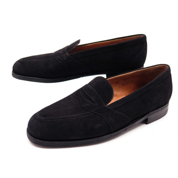 CHAUSSURES JM WESTON 119 MOCASSINS 6.5C 40.5 DAIM NOIR SUEDE LOAFERS SHOES 610€