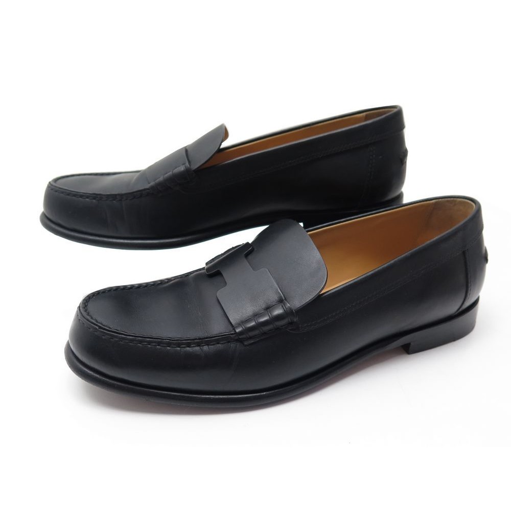 chaussures hermes kennedy mocassins 38.5 en cuir noir