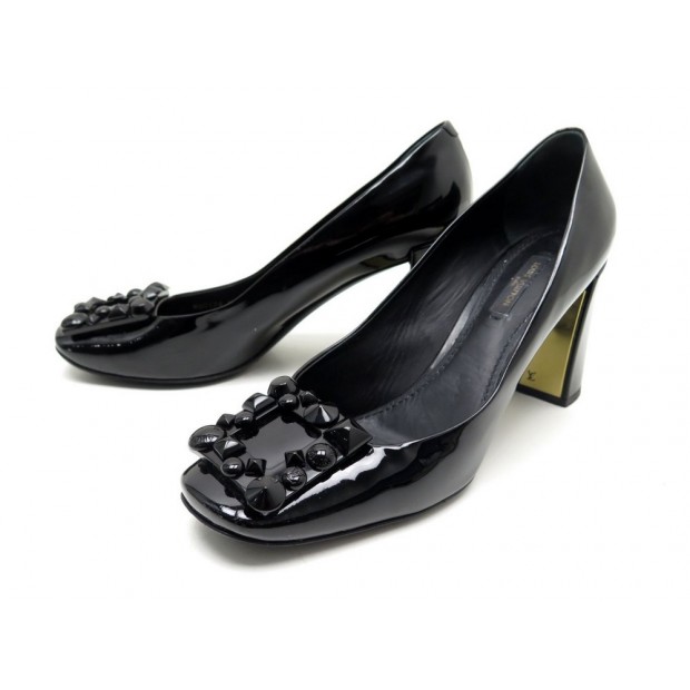 CHAUSSURES LOUIS VUITTON ESCARPINS 39.5 CUIR VERNI NOIR BLACK COURT SHOES 690€