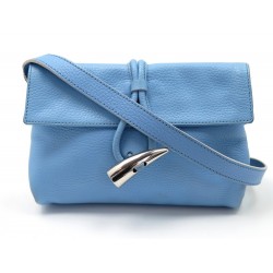 SAC A MAIN BURBERRY HORN TOGGLE EN CUIR GRAINE BLEU BANDOULIERE BLUE PURSE 790
