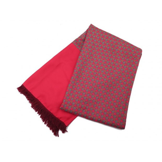 ECHARPE HERMES DOUBLE FACE 150 CM LAINE ANGORA & SOIE ROUGE WOOL SILK SCARF 470€