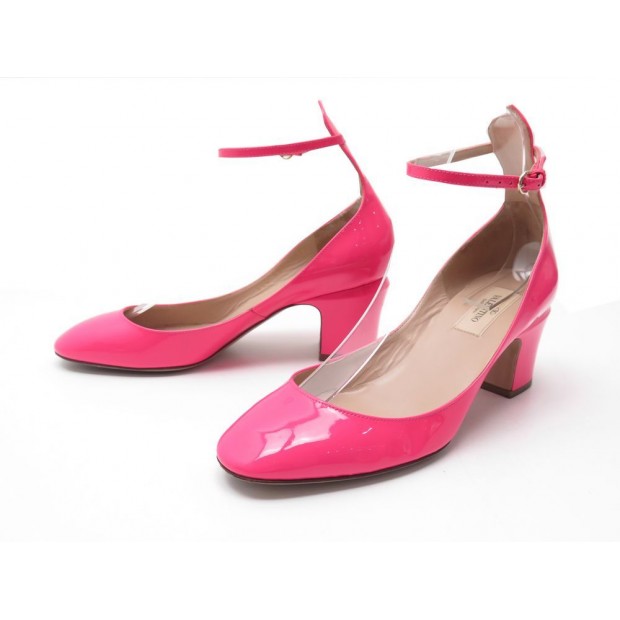 NEUF CHAUSSURES VALENTINO TANGO 38 IT 39 FR ESCARPINS CUIR VERNI ROSE FLUO 780€