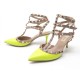 NEUF CHAUSSURES VALENTINO ROCKSTUD ESCARPINS 38 CUIR JAUNE FLUO PUMP SHOES 770