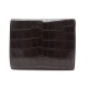 PORTEFEUILLE PORTE CARTES HERMES DESCARTES CUIR ALLIGATOR MARRON WALLET 1680