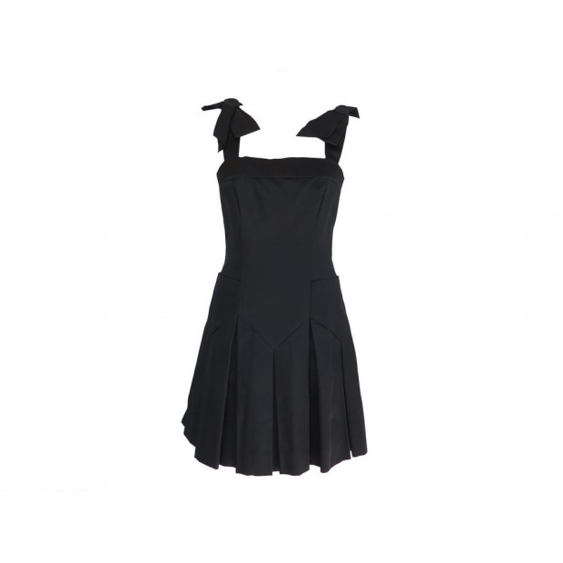 ROBE CHANEL SANS MANCHES DE SOIREE 38 M SOIE NOIR BLACK SLEEVELESS DRESS 4240€