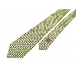 NEUF CRAVATE HERMES FACONNEE H 758597 EN SOIE GRISE & JAUNE + BOITE TIE 180€