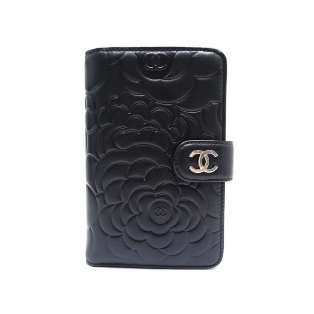 NEUF PORTEFEUILLE CHANEL CAMELIA CUIR NOIR 