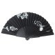 NEUF EVENTAIL CHANEL JOAILLERIE EN TISSU NOIR MOTIF COROMANDEL + BOITE NEW FAN