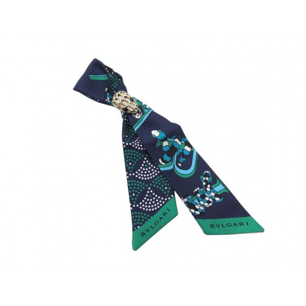 NEUF BRACELET BULGARI SHELLEYS 243010 SOIE BLEUE ET VERTE & SERPENTI SCARF 380