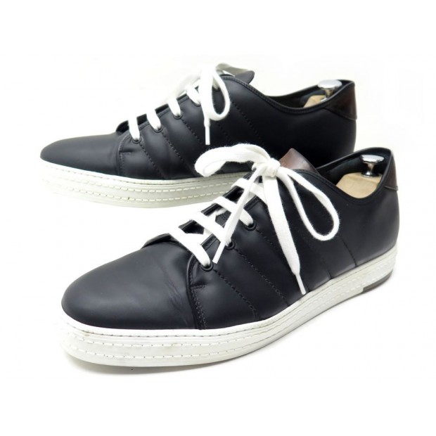 NEUF CHAUSSURES BERLUTI SNEAKERS PLAYFIELD 11 45 EN CUIR NOIR BLACK SHOES 1240€