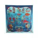 FOULARD HERMES LES FOLIES DU CIEL PAR LOIC DUBIGEON EN SOIE BLEU SILK SCARF 370€