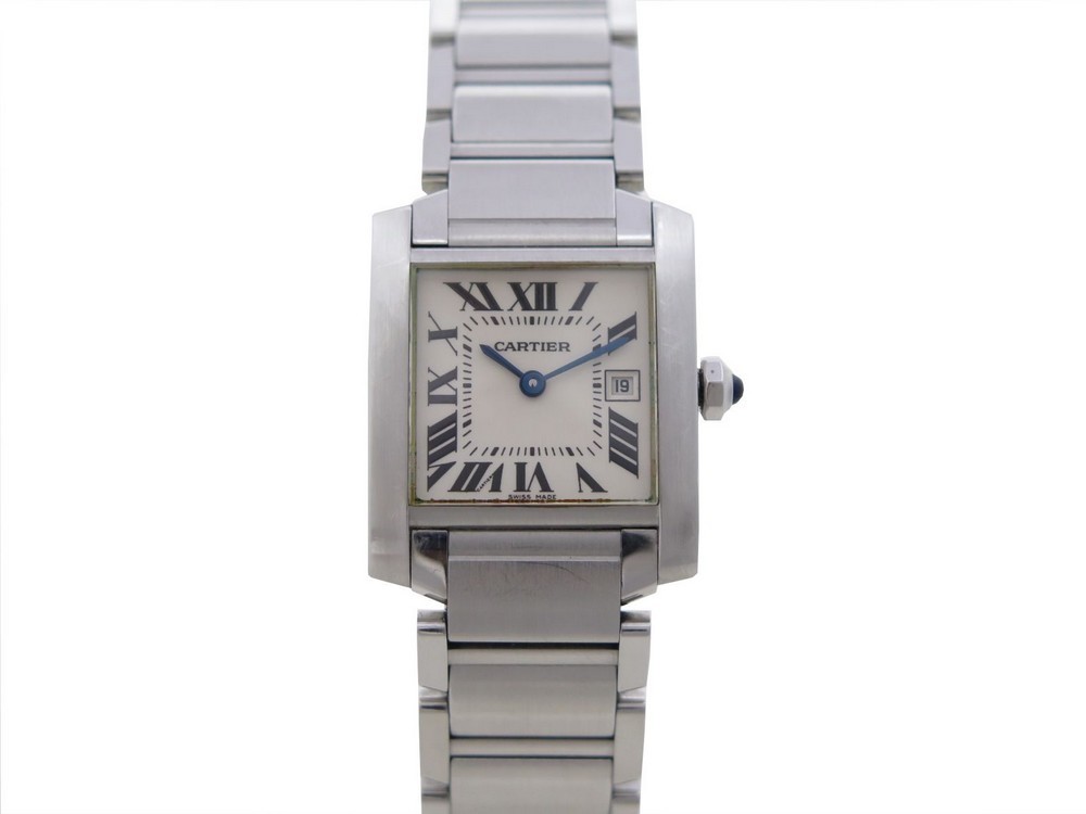 montre cartier tank francaise 2485 30mm quartz acier