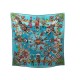 NEUF FOULARD HERMES KACHINAS CARRE OLIVER EN SOIE BLEU BOITE SILK SCARF 370€