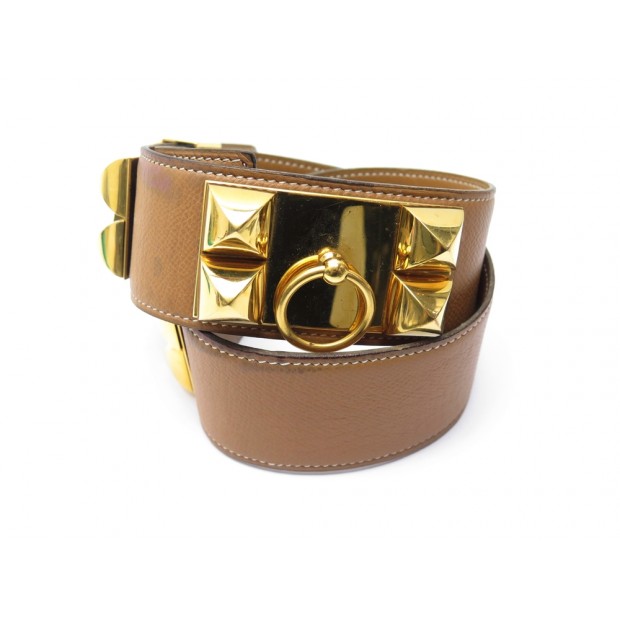 CEINTURE HERMES MEDOR COLLIER DE CHIEN T 65 CUIR COURCHEVEL GOLD DORE BELT 1780€