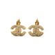 BOUCLES D OREILLE CHANEL LOGO CC METAL DORE STRASS A CLIPS GOLDEN EARRINGS 350€