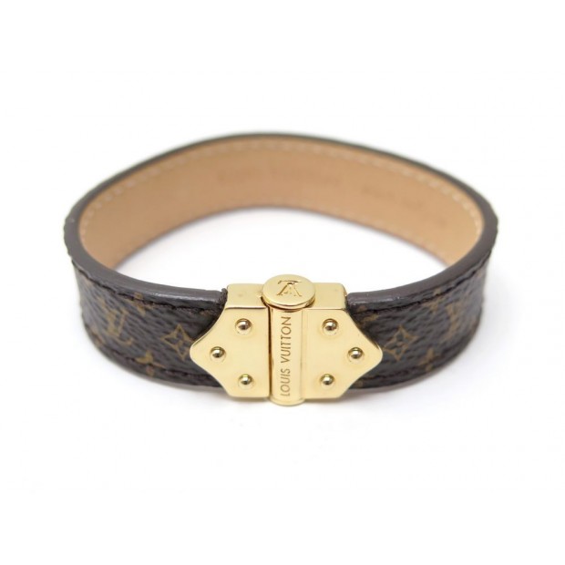 NEUF BRACELET LOUIS VUITTON SPIRIT NANO EN TOILE MONOGRAM M6689 T17 + BOITE 165€