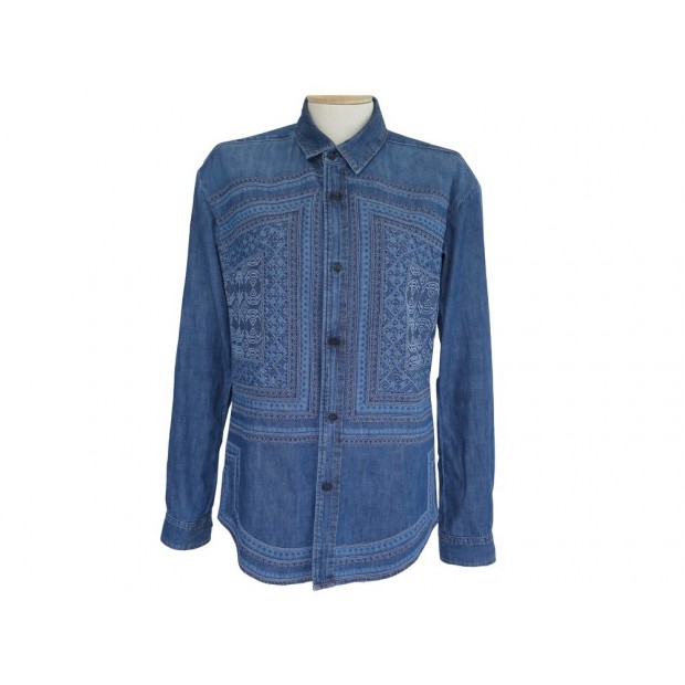 CHEMISE SAINT LAURENT EN DENIM BRODE XS 34 OVERSIZE