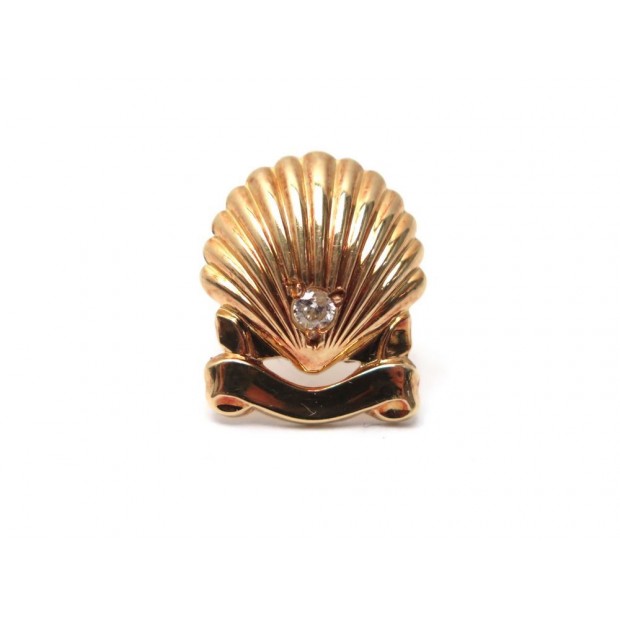 VINTAGE PIN S CARTIER COQUILLE SAINT JACQUES OR JAUNE & DIAMANT GOLD BROOCH 705€