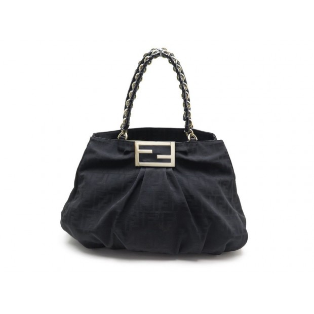 SAC A MAIN FENDI ZUCCA MIA 8BR616 L TOILE MONOGRAMME NOIR CANVAS HAND BAG 1180