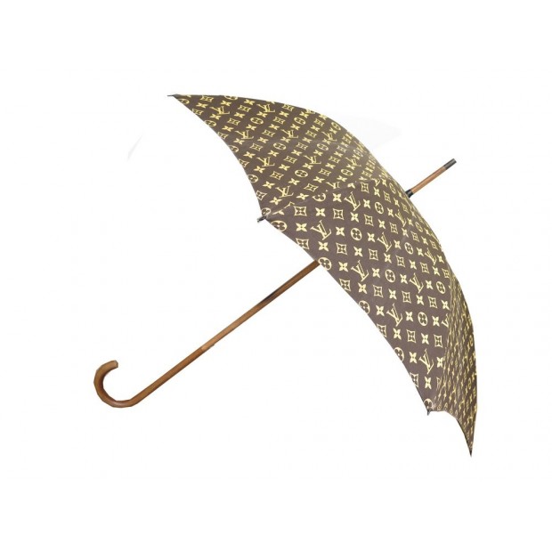 VINTAGE PARAPLUIE LOUIS VUITTON MONOGRAM LV EN TOILE MARRON UMBRELLA BROWN 410