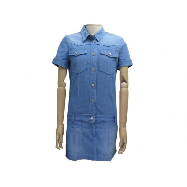 NEUF ROBE GUCCI 258615 40 IT 36 FR S COTON JEAN DENIM BLEU NEW BLUE DRESS 2200€