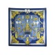 NEUF FOULARD HERMES ETRIERS F. DE LA PERRIERE CARRE 90 SOIE BLEU SILK SCARF 370€