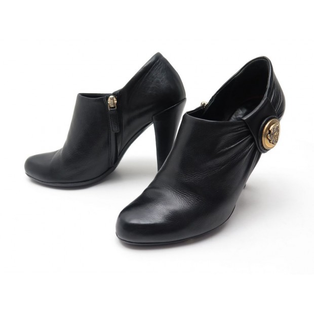 CHAUSSURES GUCCI HYSTERIA 202939 LOW BOOTS A TALONS 36 IT 37 FR CUIR NOIR 790€