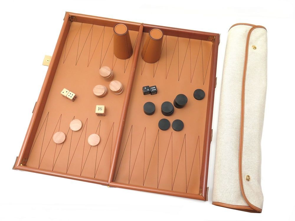 Grand cuir de Backgammon Set de voyage pliable Crocodile Fuax Board Game 20" 