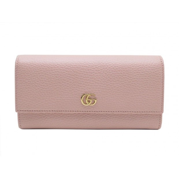 NEUF PORTEFEUILLE GUCCI MARMONT EN CUIR GRAINE ROSE PINK LEATHER WALLET 450