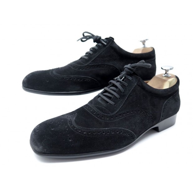 CHAUSSURES JM WESTON 607 BASKETS RICHELIEU 8.5D 42.5 DAIM NOIR SUEDE SHOES 460€