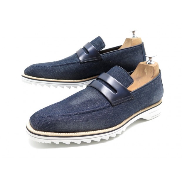 NEUF CHAUSSURES BERLUTI ALESSANDRO SPADA 8 41.5 MOCASSINS EN DENIM DEMESURE 900€