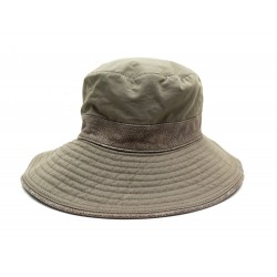 CHAPEAU HERMES TAILLE 58 EN COTON TAUPE & CUIR ASPECT VIEILLI COTTON HAT 290€