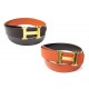 CEINTURE HERMES LIEN REVERSIBLE MARRON TOGO ORANGE T 90 BOUCLE H DORE BELT 635€