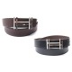 CEINTURE HERMES LIEN REVERSIBLE T 95 NOIR & TOGO MARRON BOUCLE H AU CARRE 635