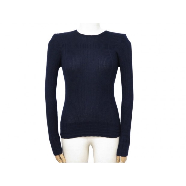 PULL CHANEL P18909 T 42 L EN CACHEMIRE ET SOIE BLEU MARINE CASHMERE & SILK 1300€