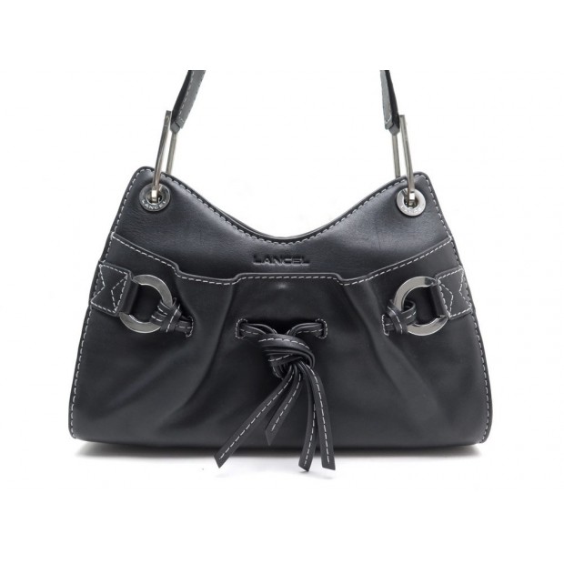 SAC A MAIN LANCEL EN CUIR NOIR BLACK LEATHER SHOULDER HAND BAG PURSE 500€