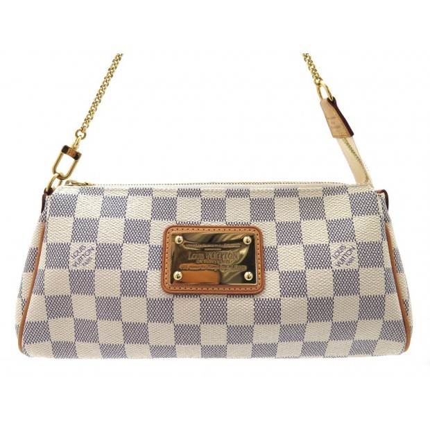 NEUF SAC A MAIN LOUIS VUITTON EVA EN TOILE DAMIER AZUR CANVAS CLUTCH BAG 675€