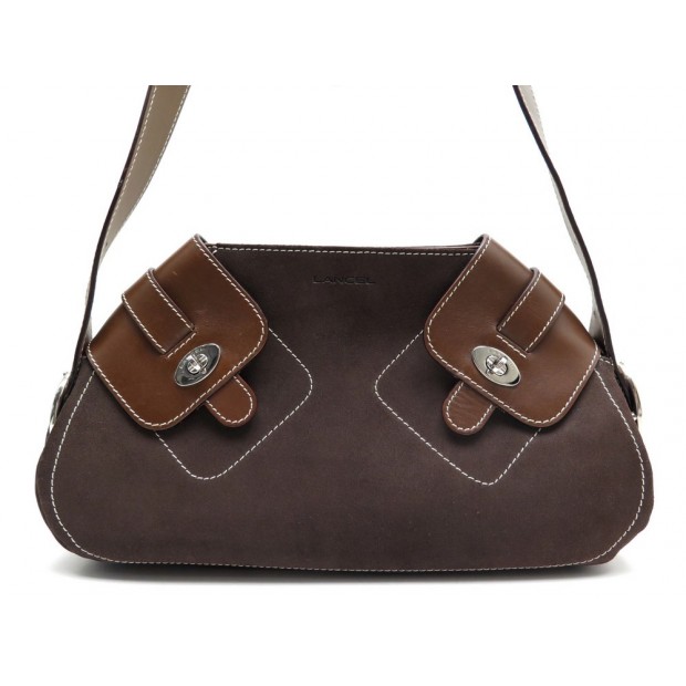 SAC LANCEL DAIM ET CUIR MARRON 