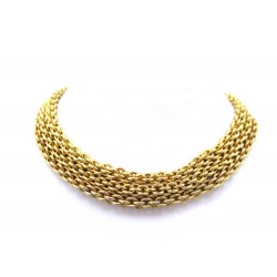 COLLIER CHANEL GOURMETTE 3 RANGS 41 CM EN METAL DORE BIJOU GOLDEN NECKLACE 990€