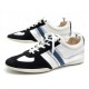 CHAUSSURES LOUIS VUITTON BASKETS 8.5 42.5 CUIR BLANC ET DAIM BLEU SNEAKERS 500€