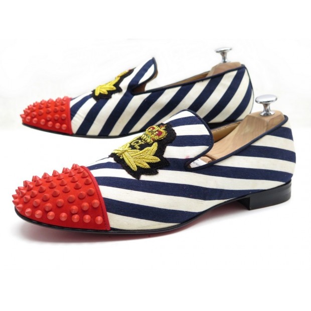 CHAUSSURES CHRISTIAN LOUBOUTIN MOCASSINS HARVANANA 43 SLIPPERS TISSU SHOES 745€