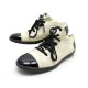 CHAUSSURES CHANEL BASKETS G25313 39 EN CUIR NOIR ET BEIGE SNEAKERS SHOES 850€