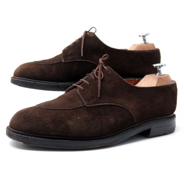 CHAUSSURES JM WESTON 598 DERBY DEMI CHASSE 7E 41 EN DAIM MARRON SHOES 750€