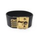 NEUF BRACELET CHRISTIAN DIOR MANCHETTE DIORADDICT T 16 M CUIR NOIR ET METAL 490€