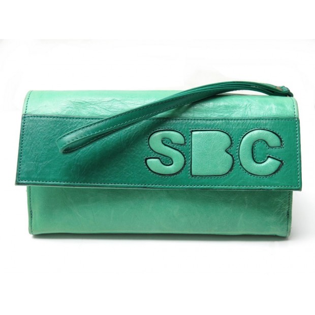 POCHETTE SEE BY CHLOE PORTEFEUILLE EN CUIR VERT GREEN LEATHER CLUTCH BAG WALLET