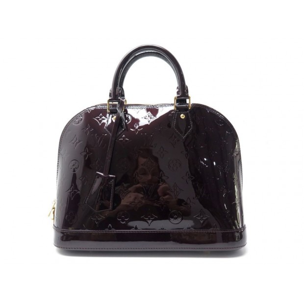 NEUF SAC A MAIN LOUIS VUITTON ALMA PM M91611 CUIR VERNIS BORDEAUX AMARANTE 1450€